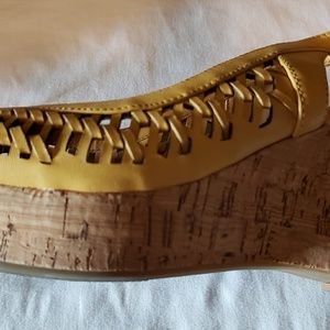 Mustard/Gold color Slingback Wedges